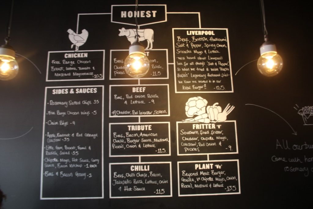 honest burgers menu