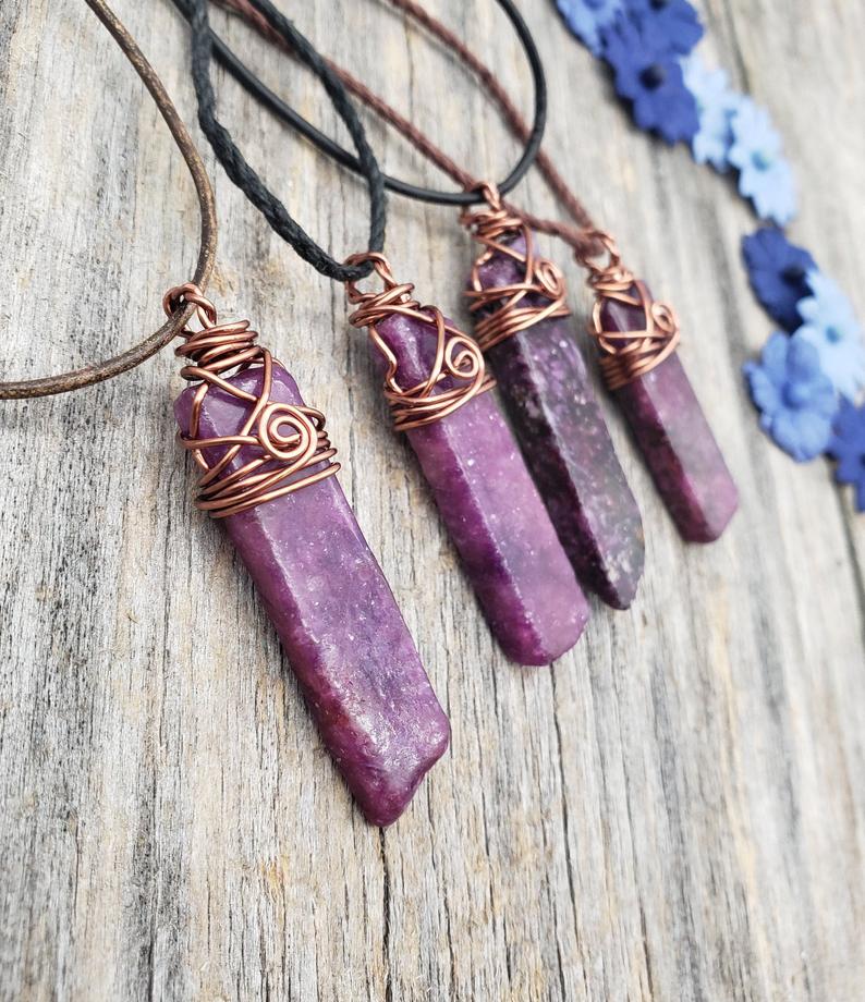 Lepidolite Pendant Necklace crystals for anxiety