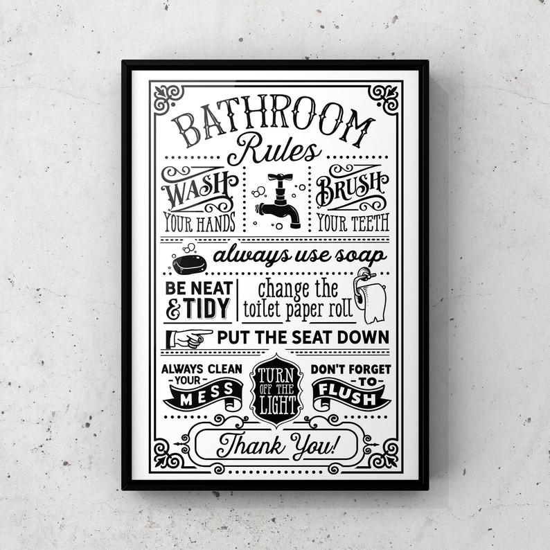 bathroom rules print