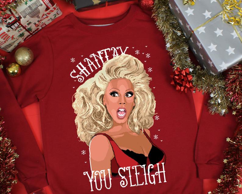 drag queen ru paul funny christmas jumper 