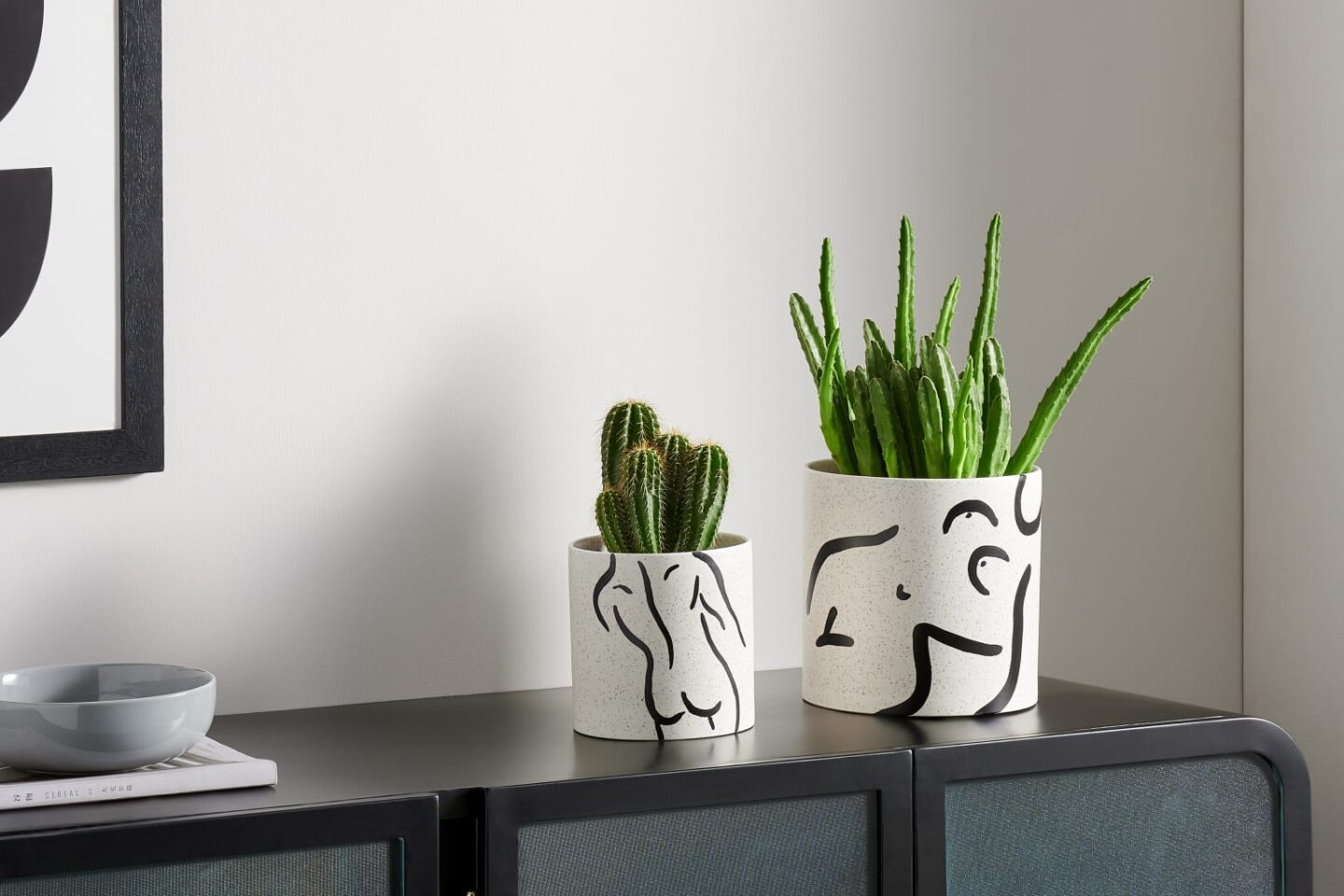 Carla Outline Set of 2 Hand-painted Planters