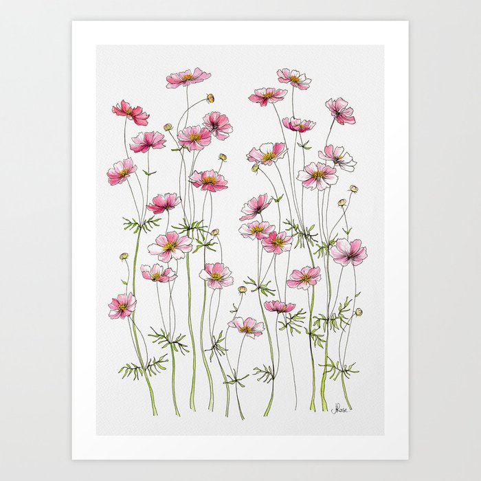 pink flowers print