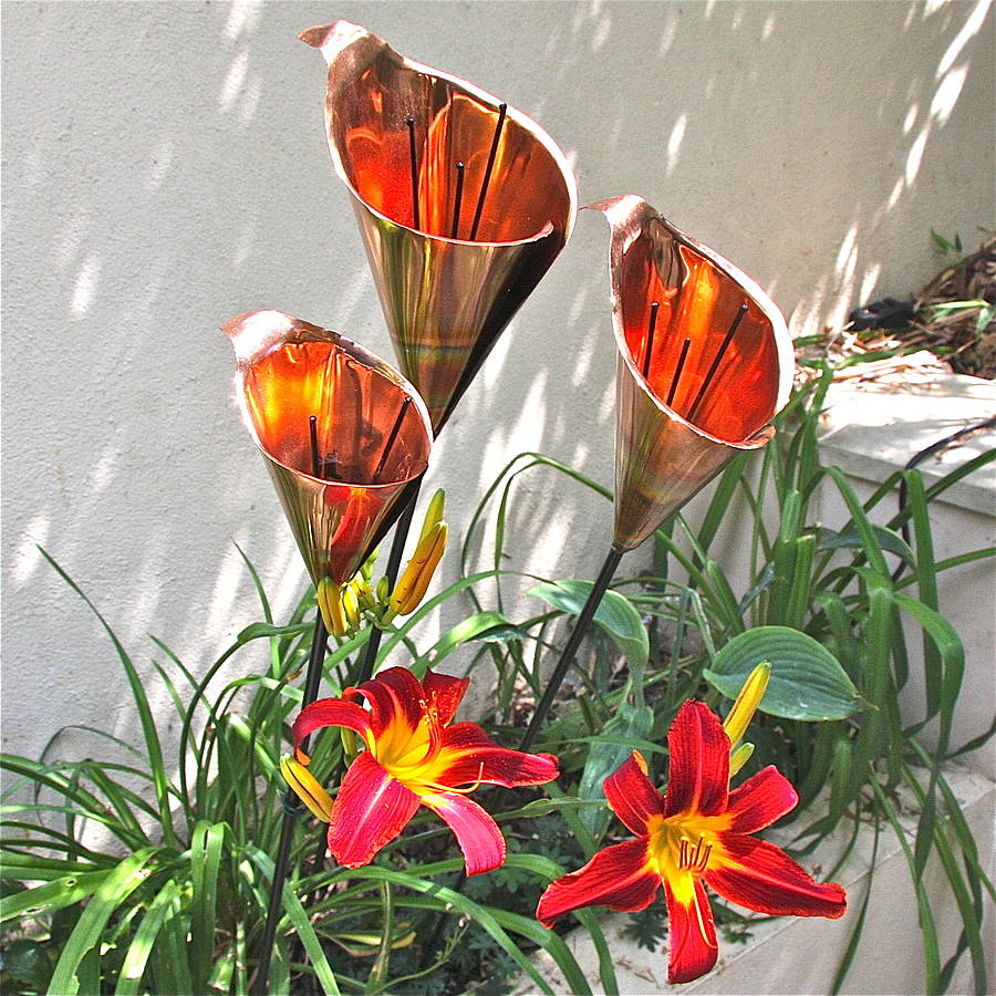 Copper Cala Lily Garden Sculpture